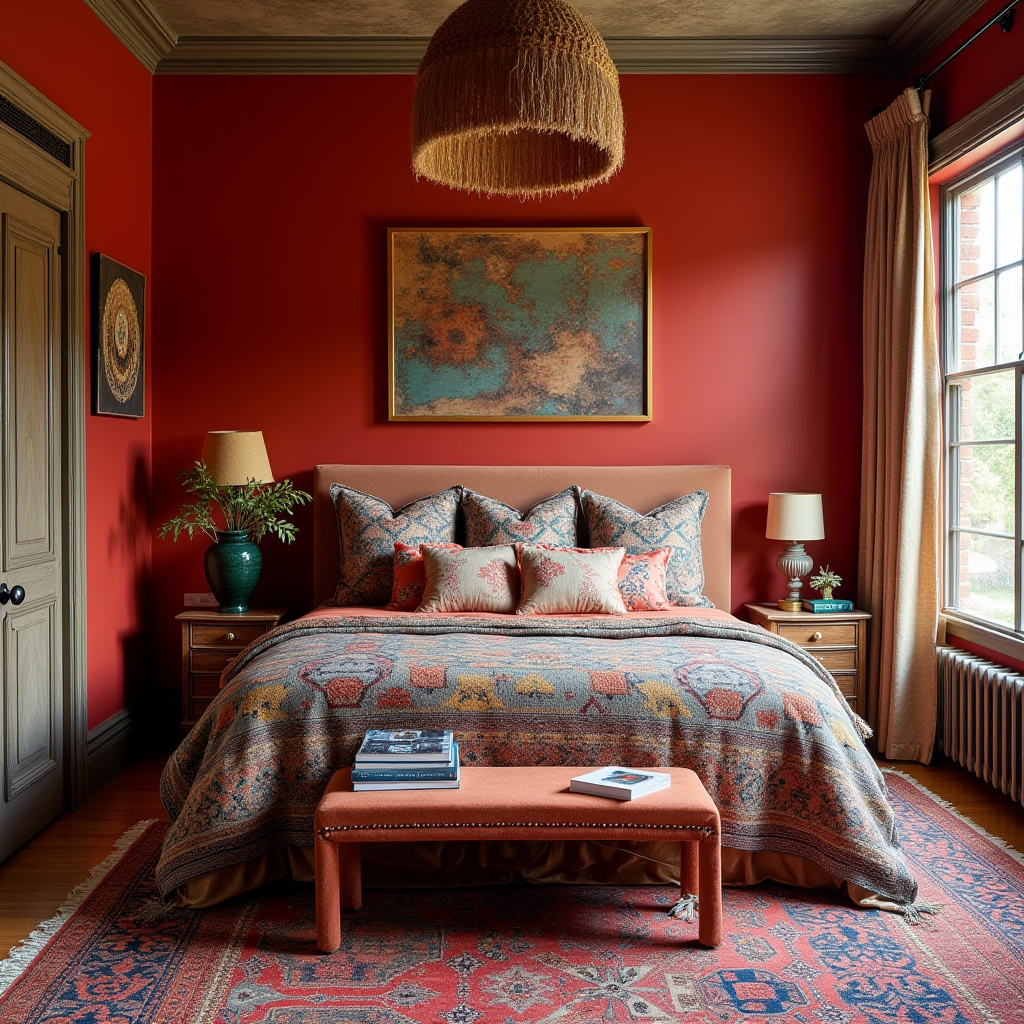 red bedroom accent wall 24