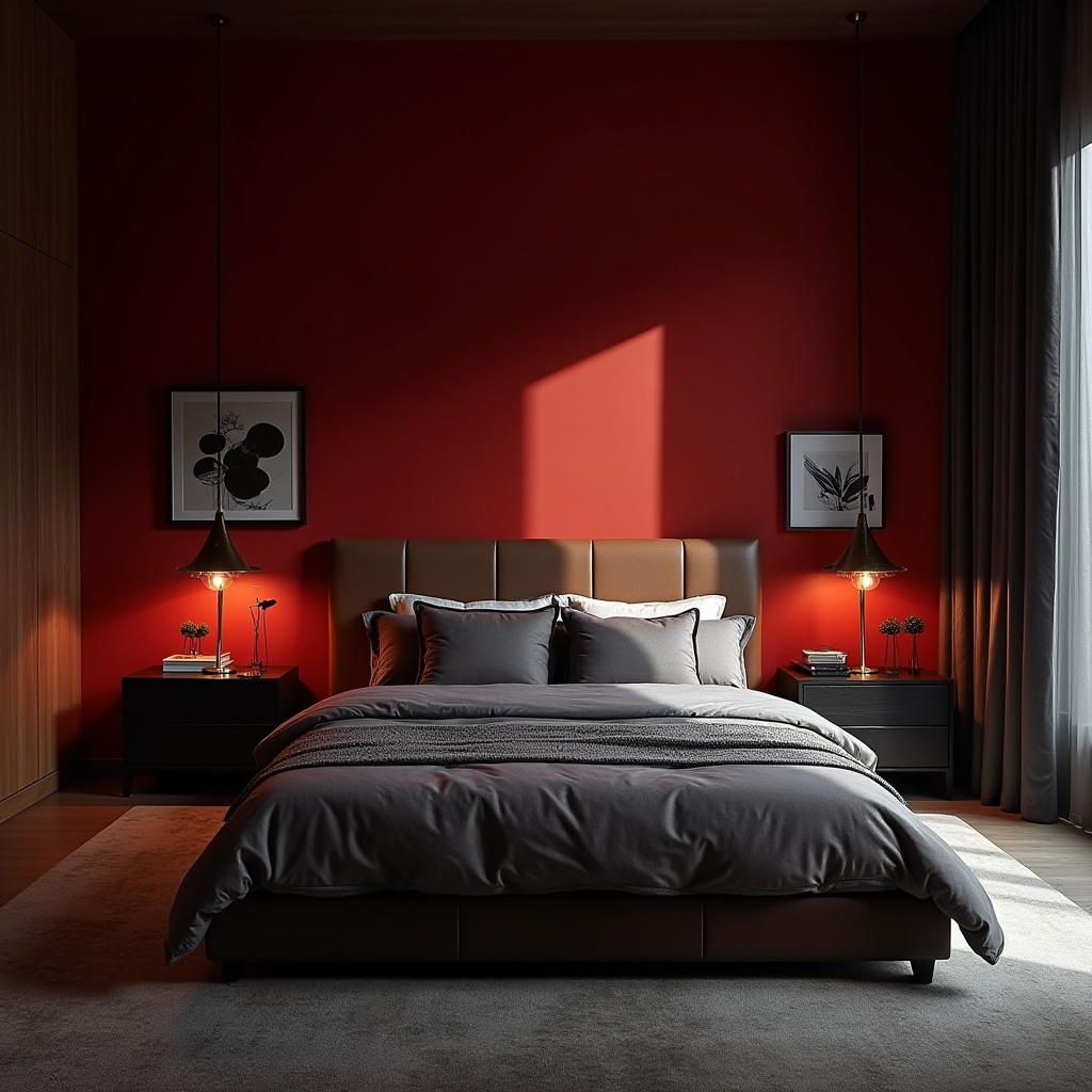 red bedroom accent wall 3