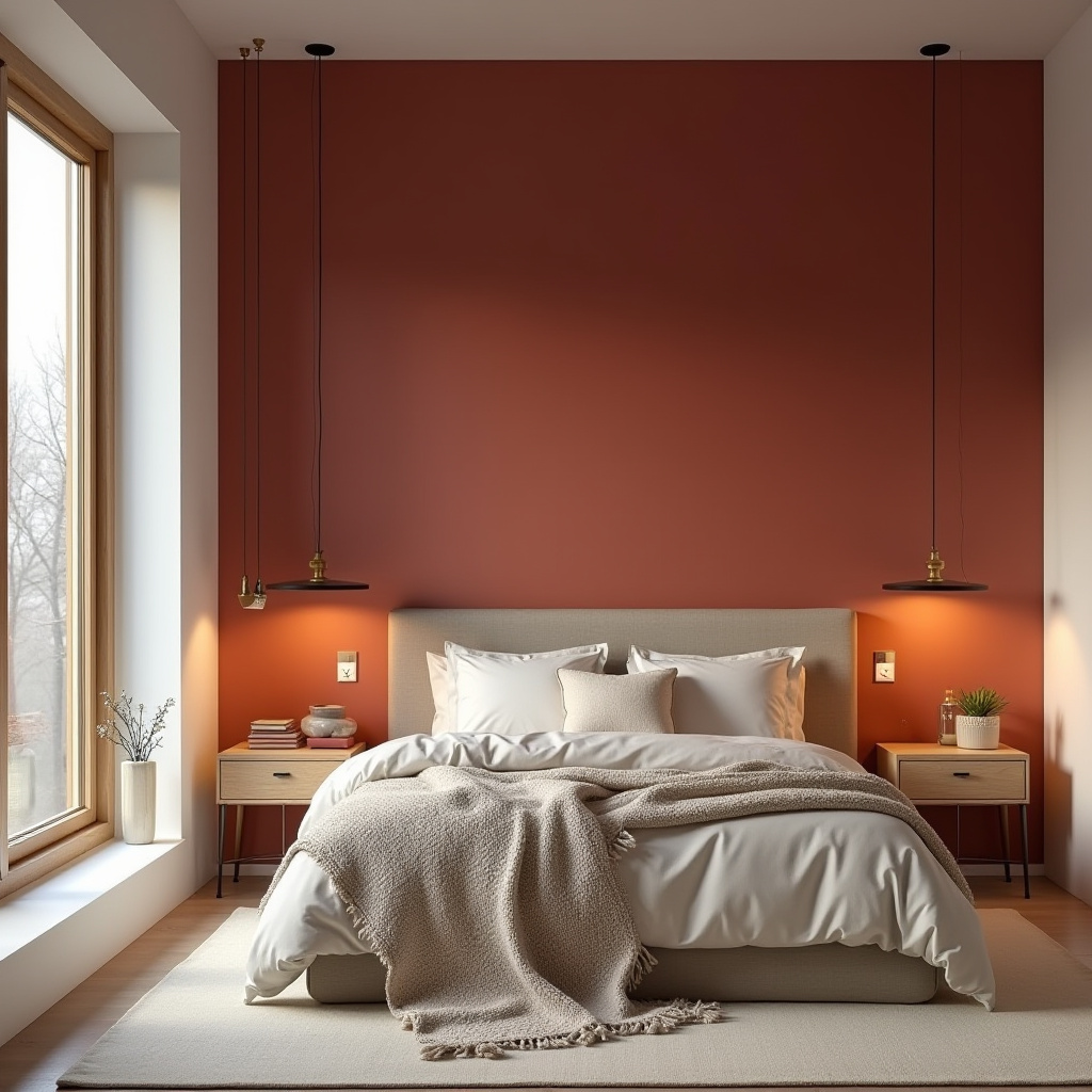 red bedroom accent wall 31