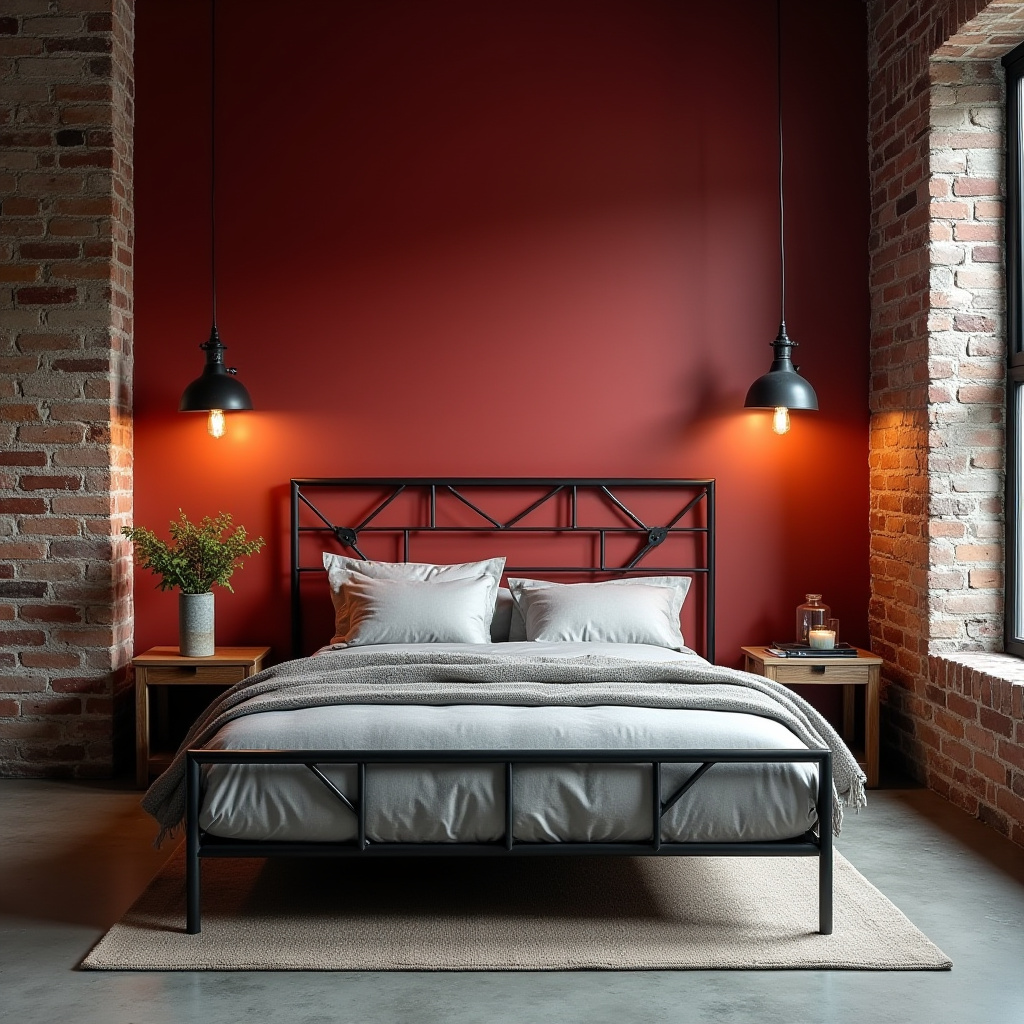red bedroom accent wall 33