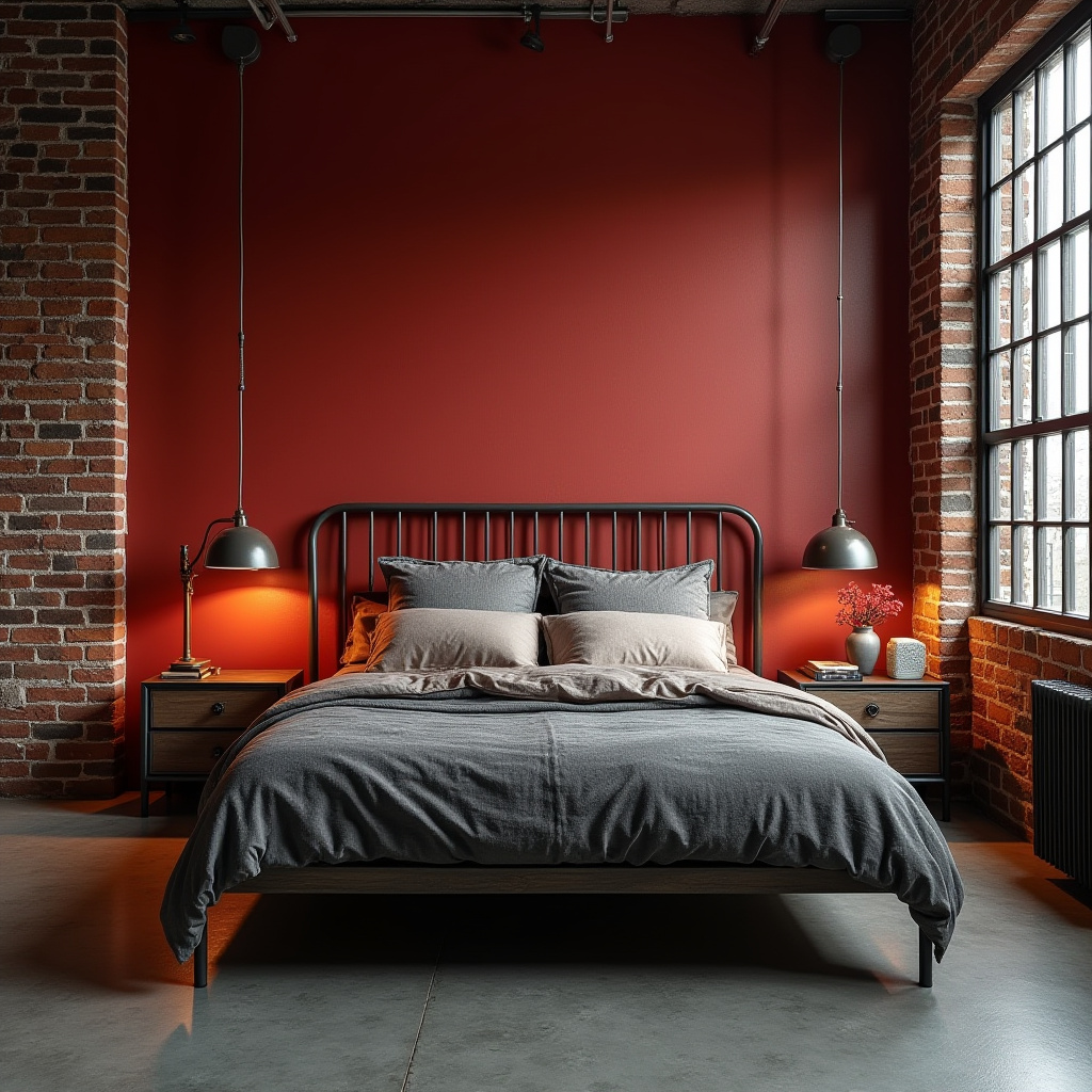 red bedroom accent wall 34