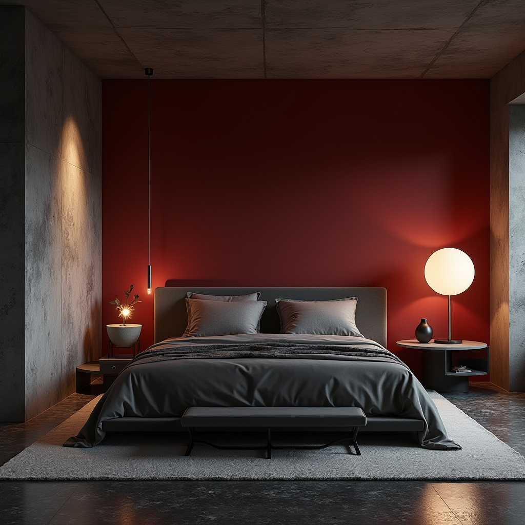red bedroom accent wall 35