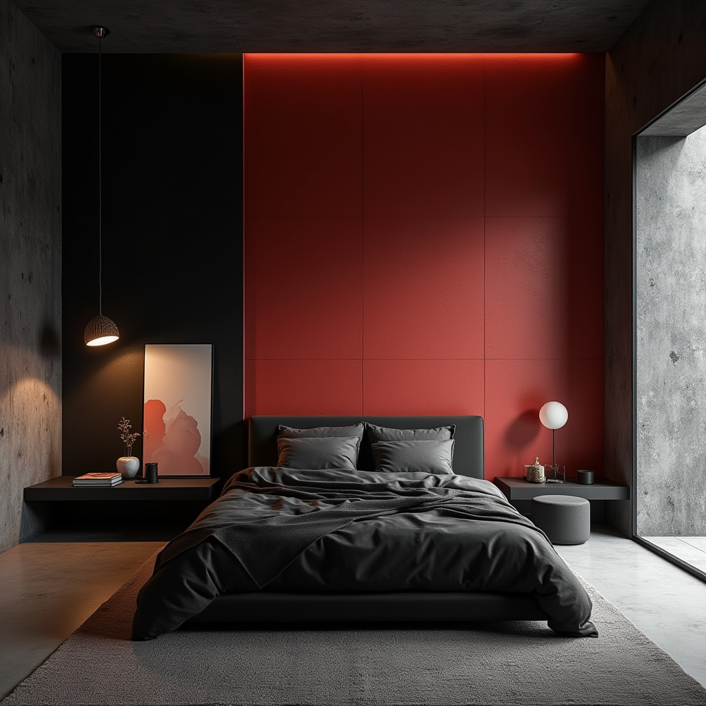 red bedroom accent wall 36