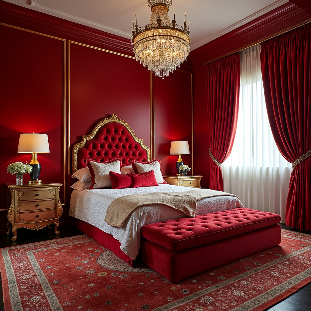 red bedroom accent wall 37