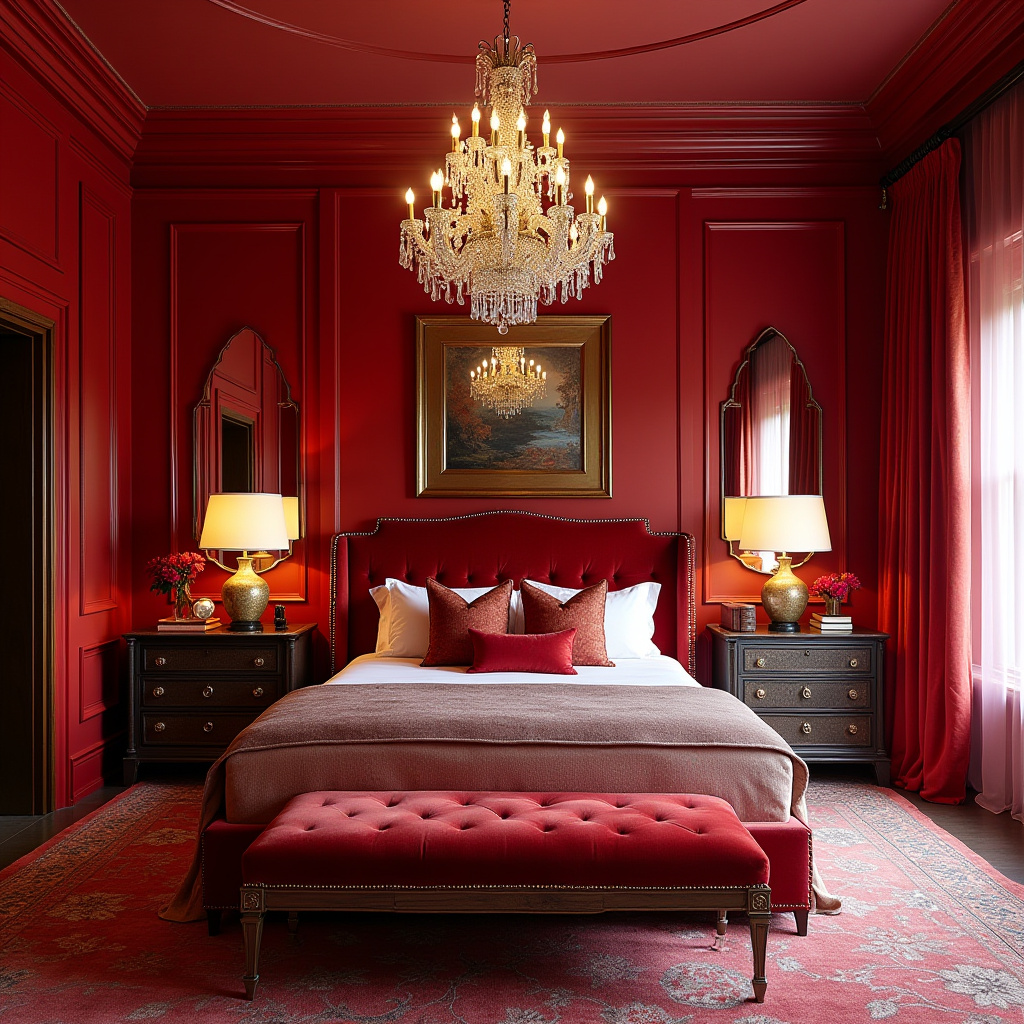 red bedroom accent wall 38