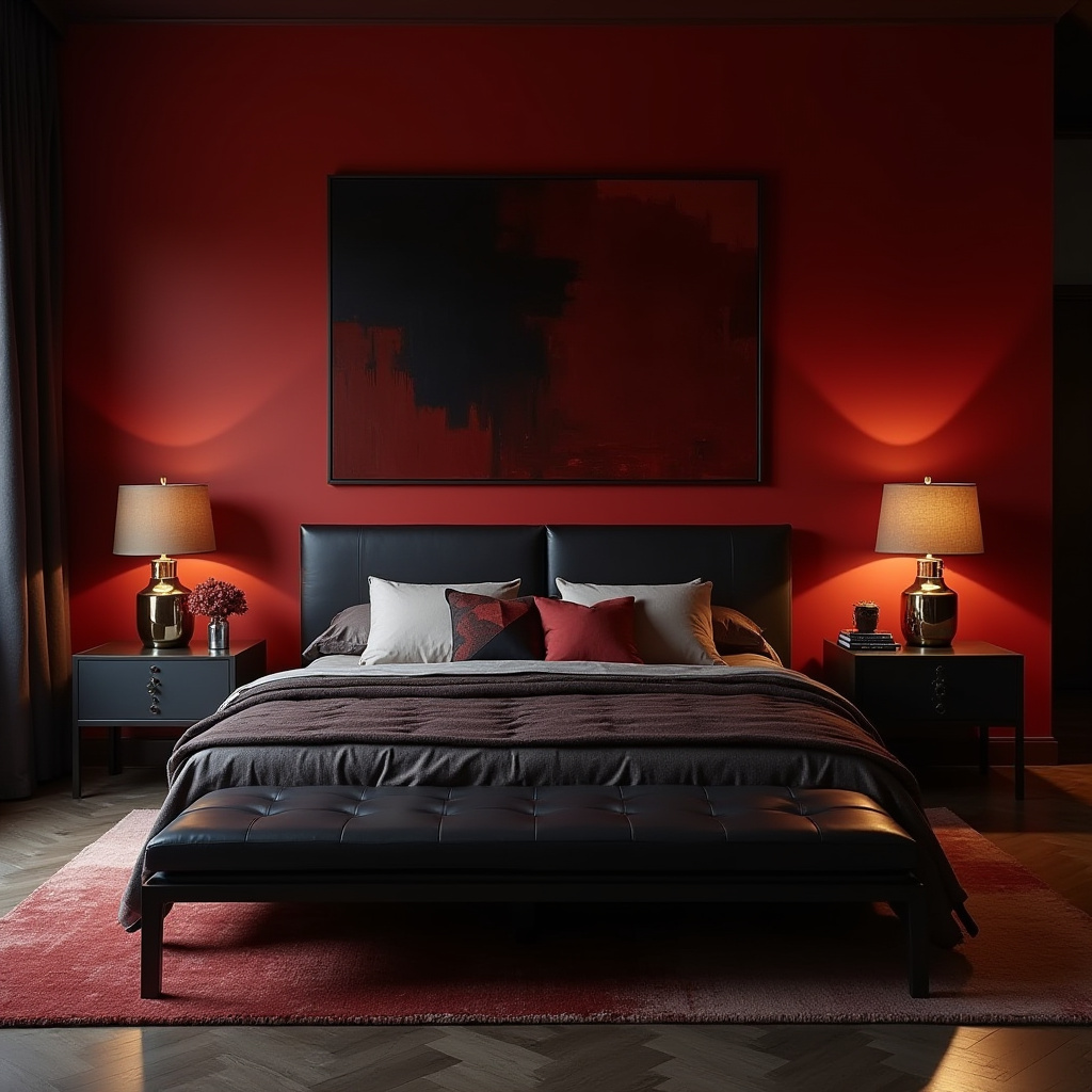 red bedroom accent wall 4