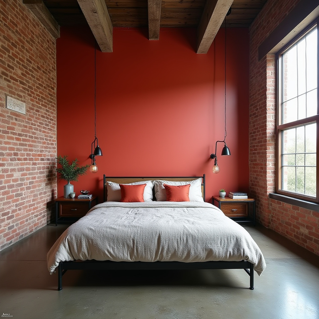 red bedroom accent wall 5