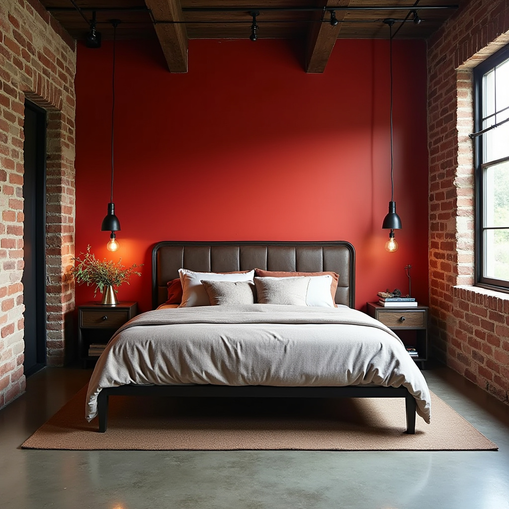 red bedroom accent wall 6