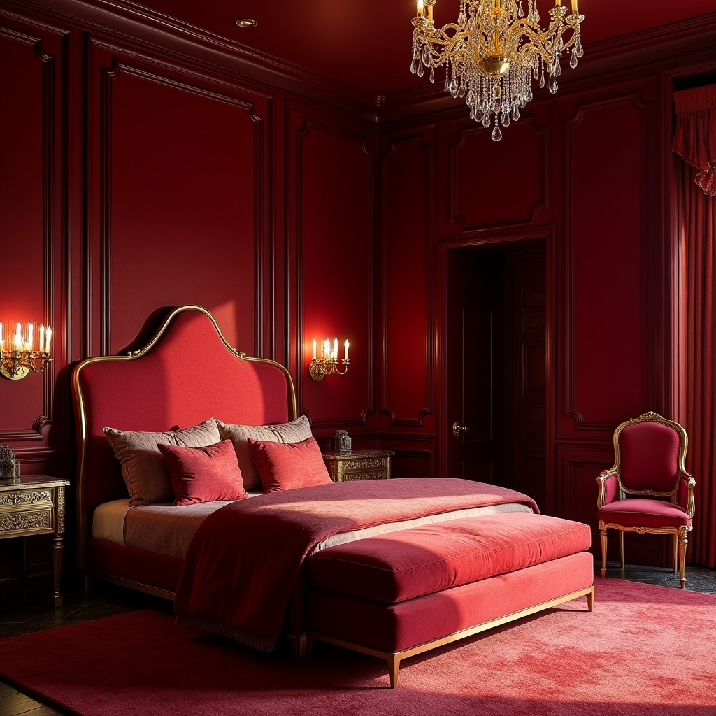 red bedroom accent wall 9