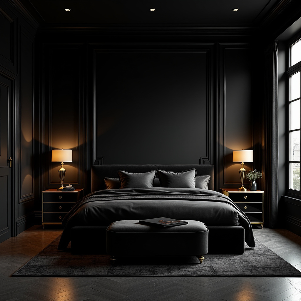 rich modern luxury black bedroom 10