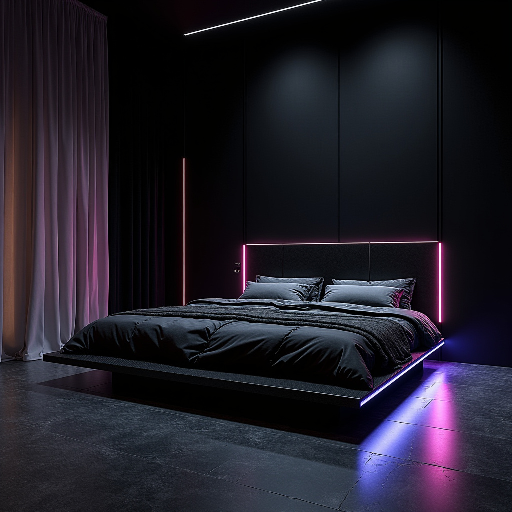 rich modern luxury black bedroom 11