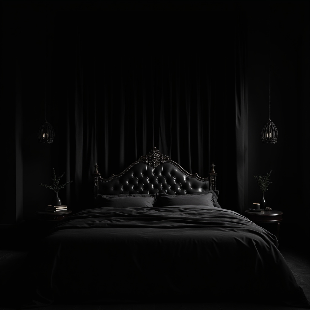rich modern luxury black bedroom 13