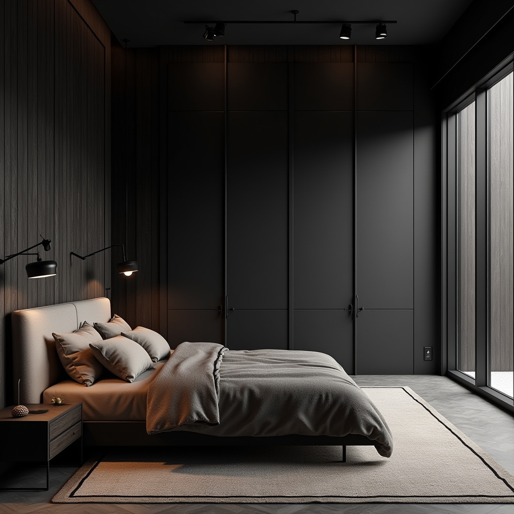 rich modern luxury black bedroom 15