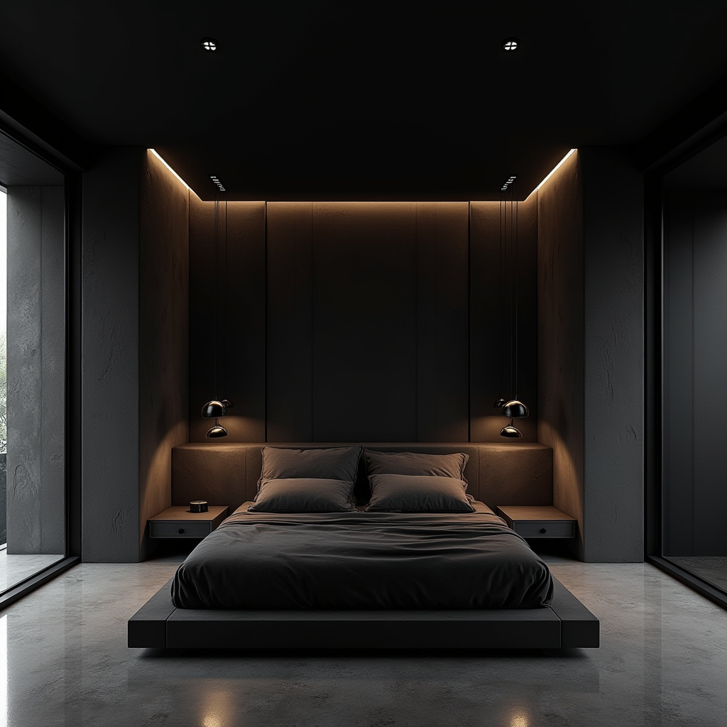 rich modern luxury black bedroom 18