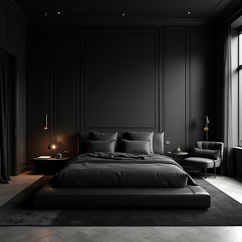rich modern luxury black bedroom 2