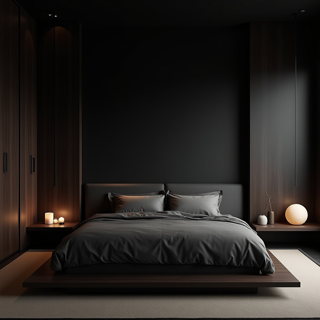 rich modern luxury black bedroom 20