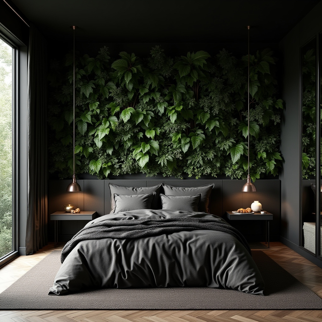 rich modern luxury black bedroom 23