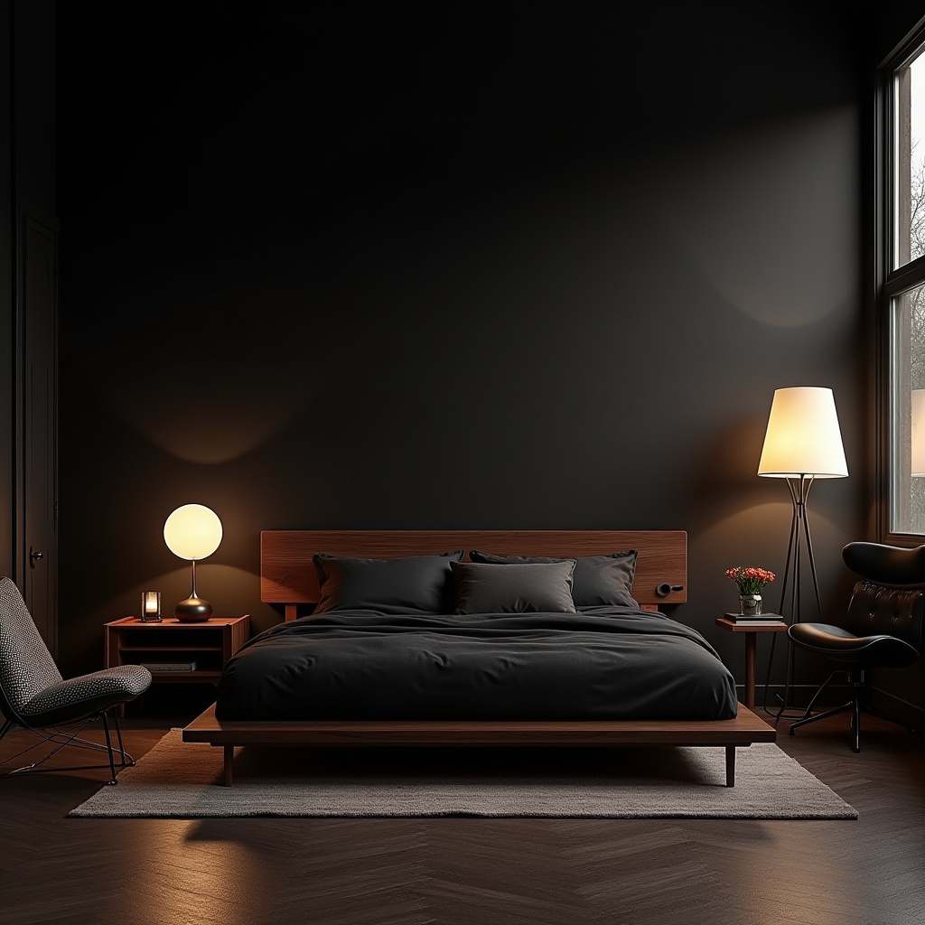 rich modern luxury black bedroom 25