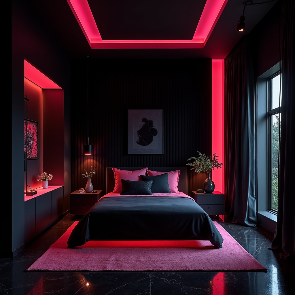 rich modern luxury black bedroom 27