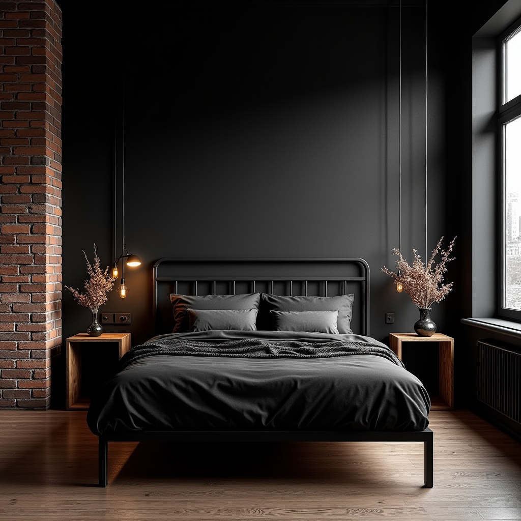 rich modern luxury black bedroom 29