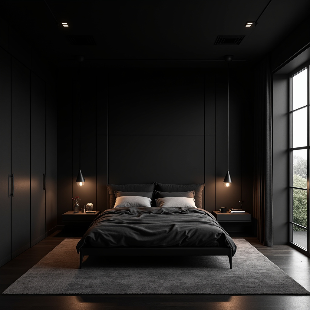 rich modern luxury black bedroom 33