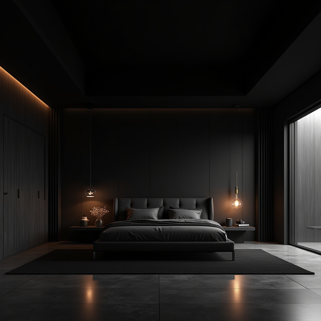 rich modern luxury black bedroom 34