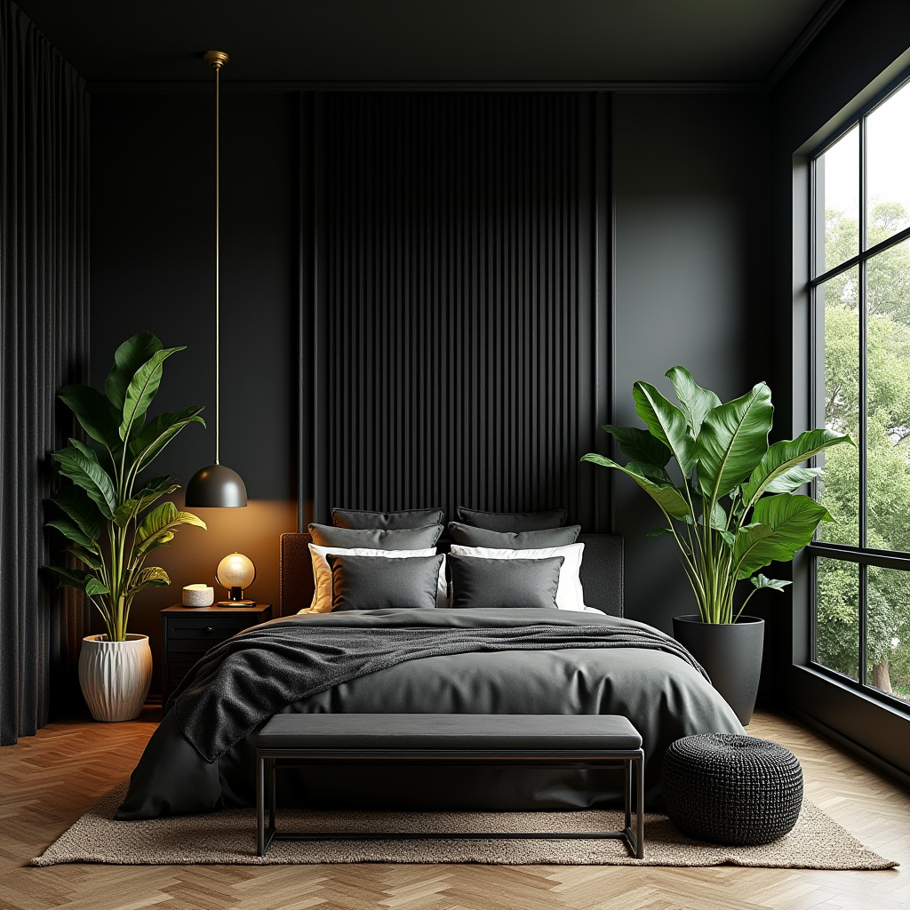 rich modern luxury black bedroom 37