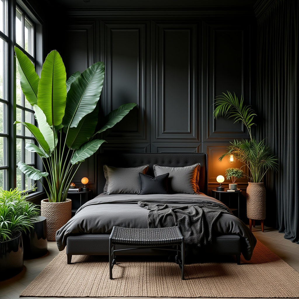rich modern luxury black bedroom 38