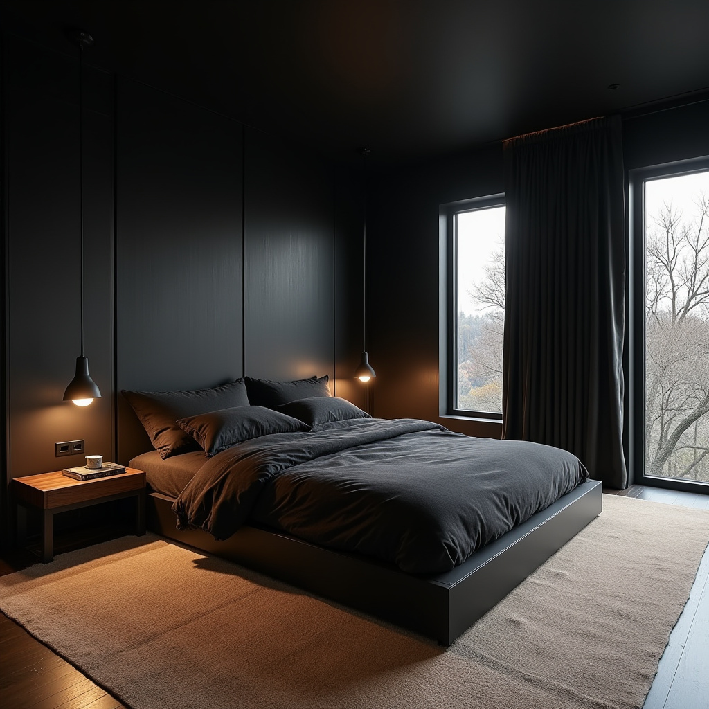 rich modern luxury black bedroom 7