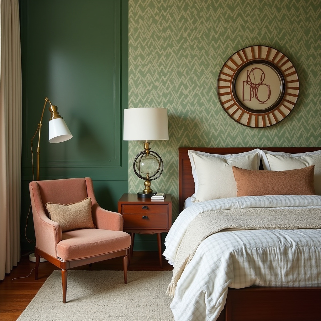 sage green bedroom accent wall 13