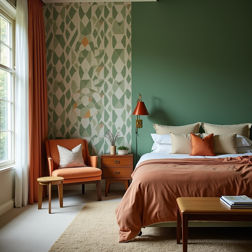 sage green bedroom accent wall 14
