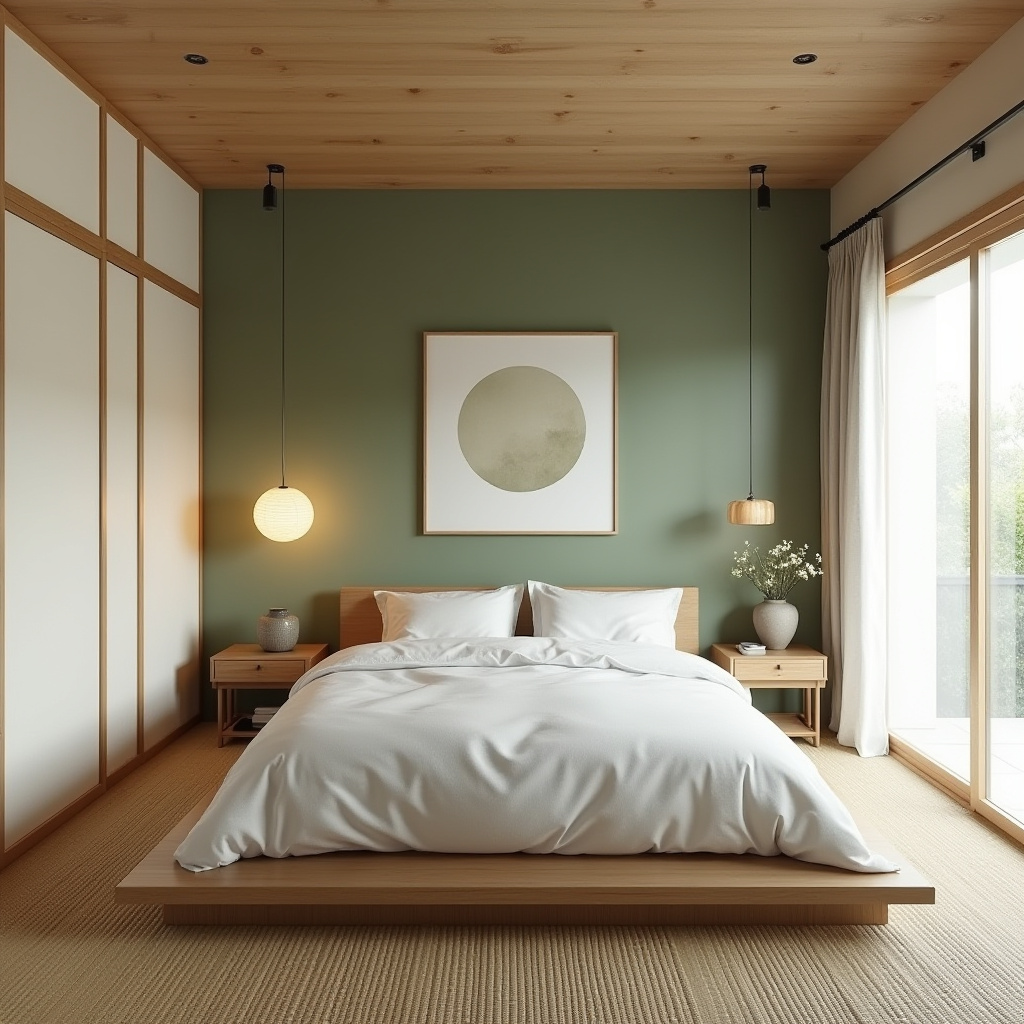 sage green bedroom accent wall 15