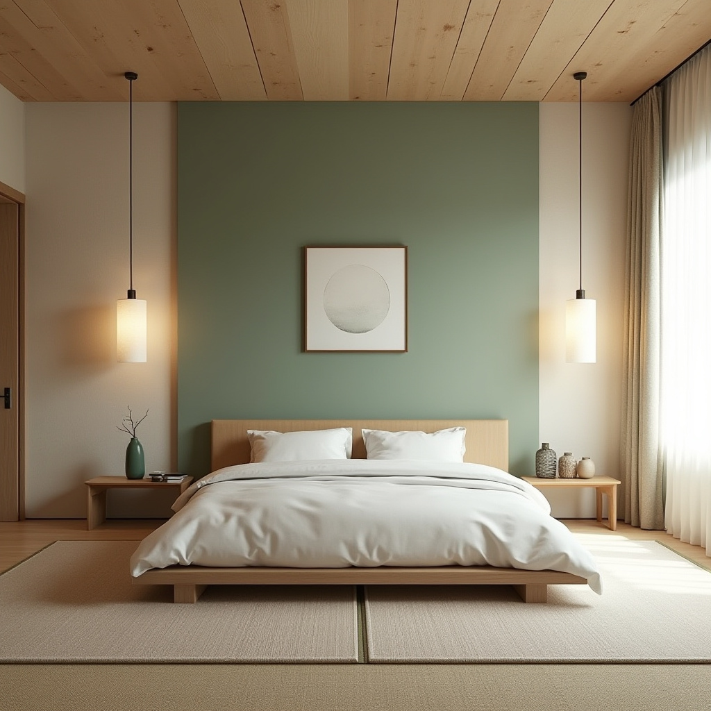 sage green bedroom accent wall 16