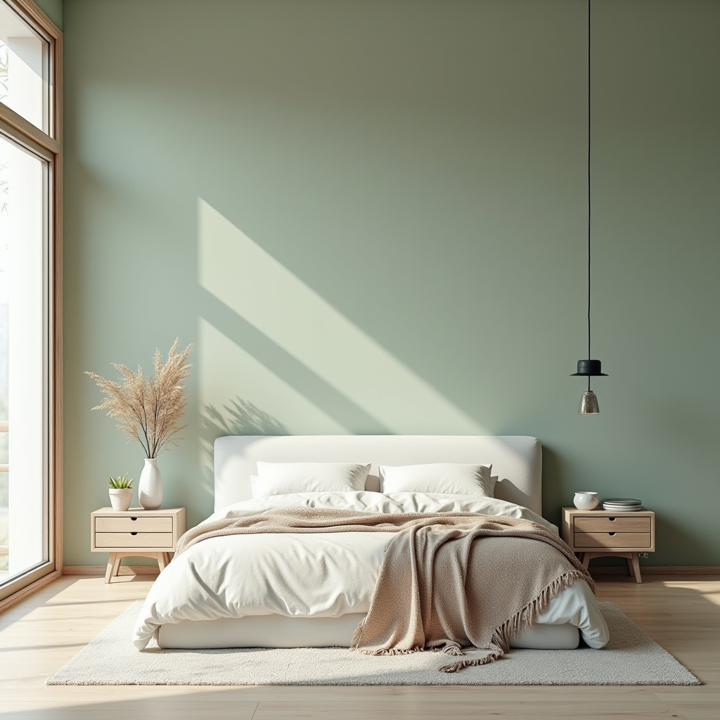 sage green bedroom accent wall 23