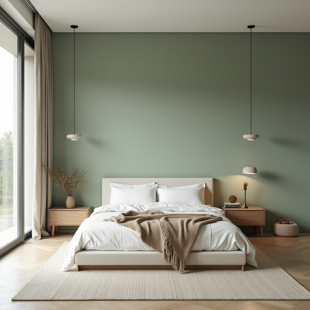 sage green bedroom accent wall 24