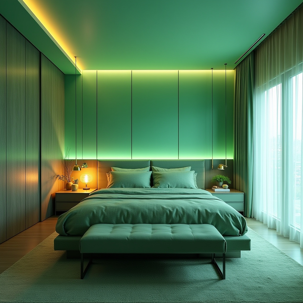 sage green bedroom accent wall 31