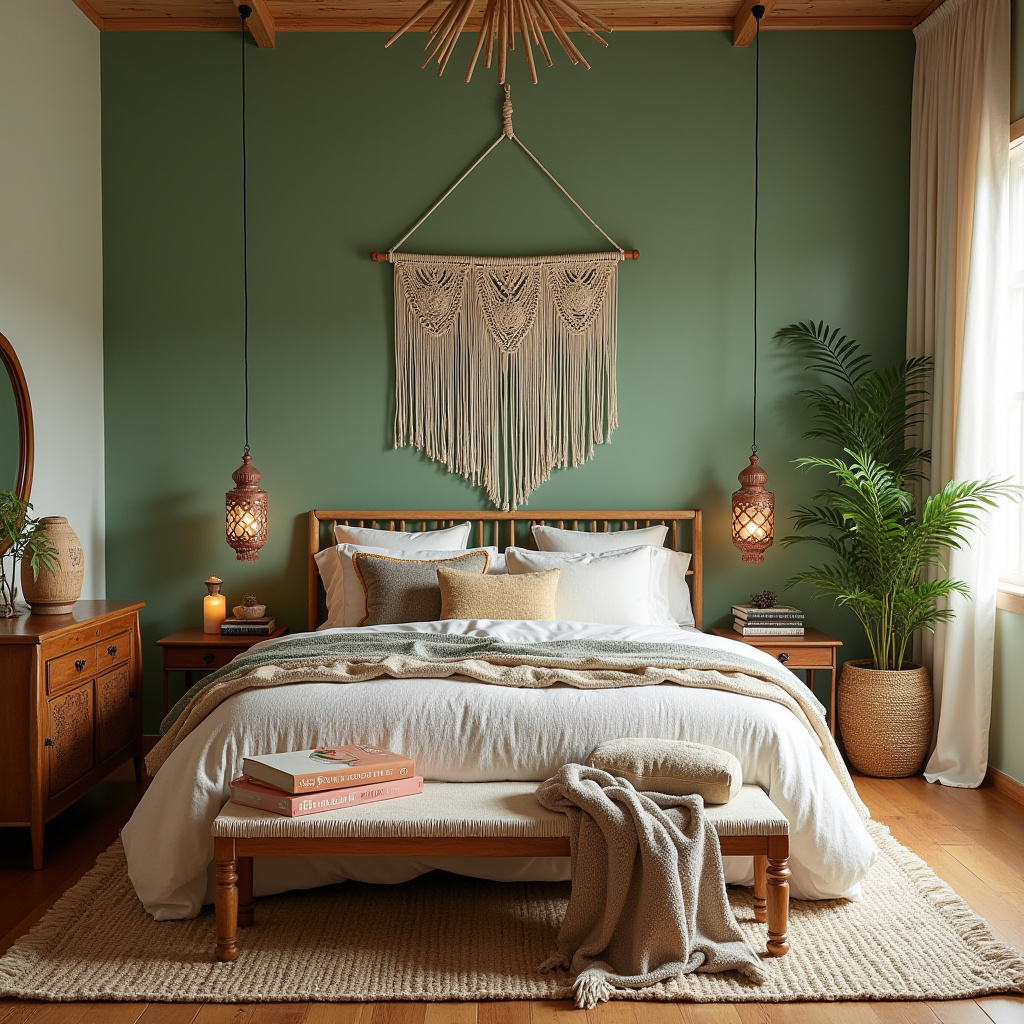 sage green bedroom accent wall 34