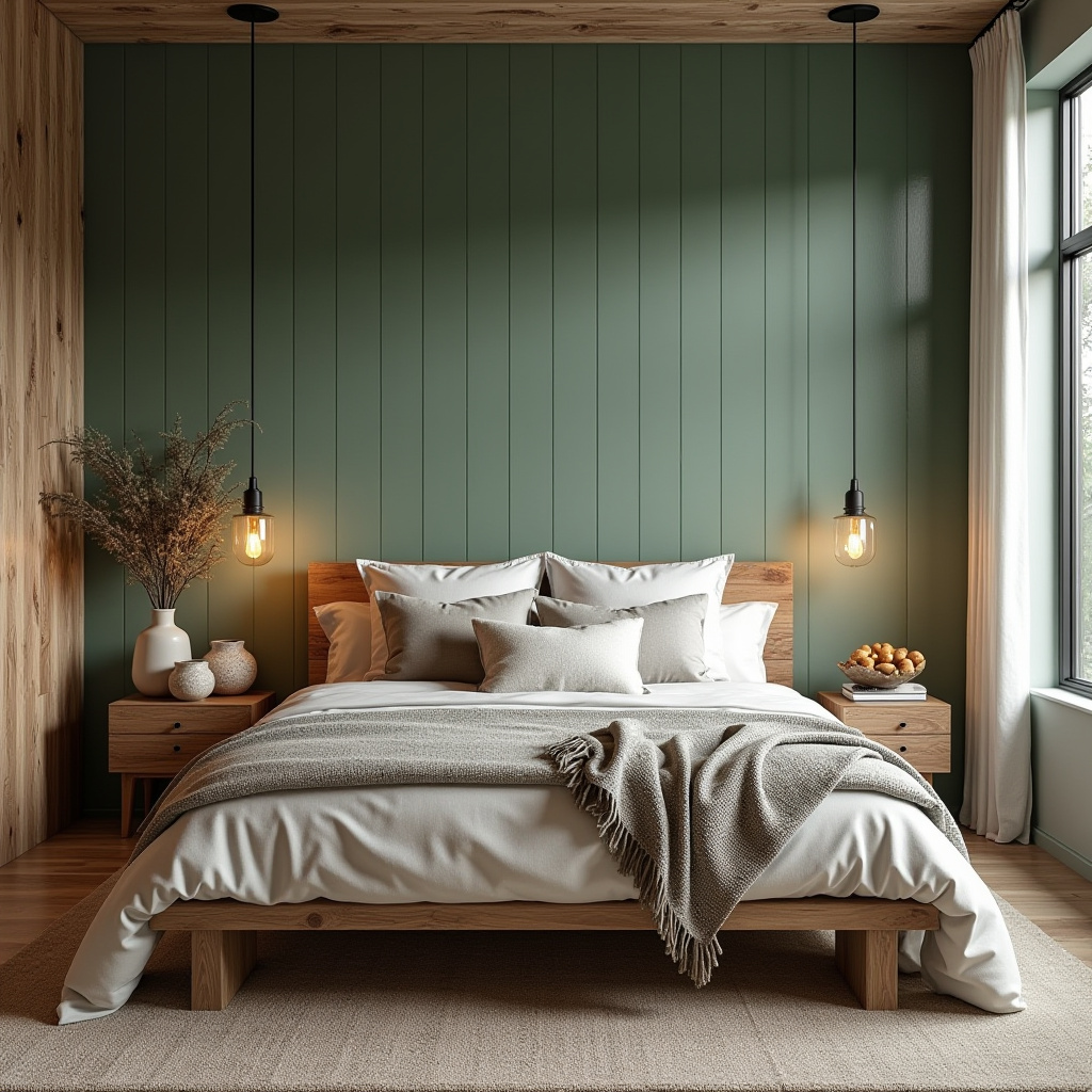 sage green bedroom accent wall 39