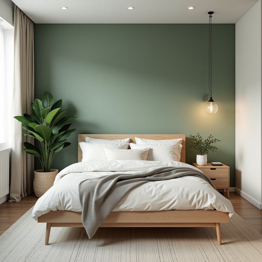 sage green bedroom accent wall 4