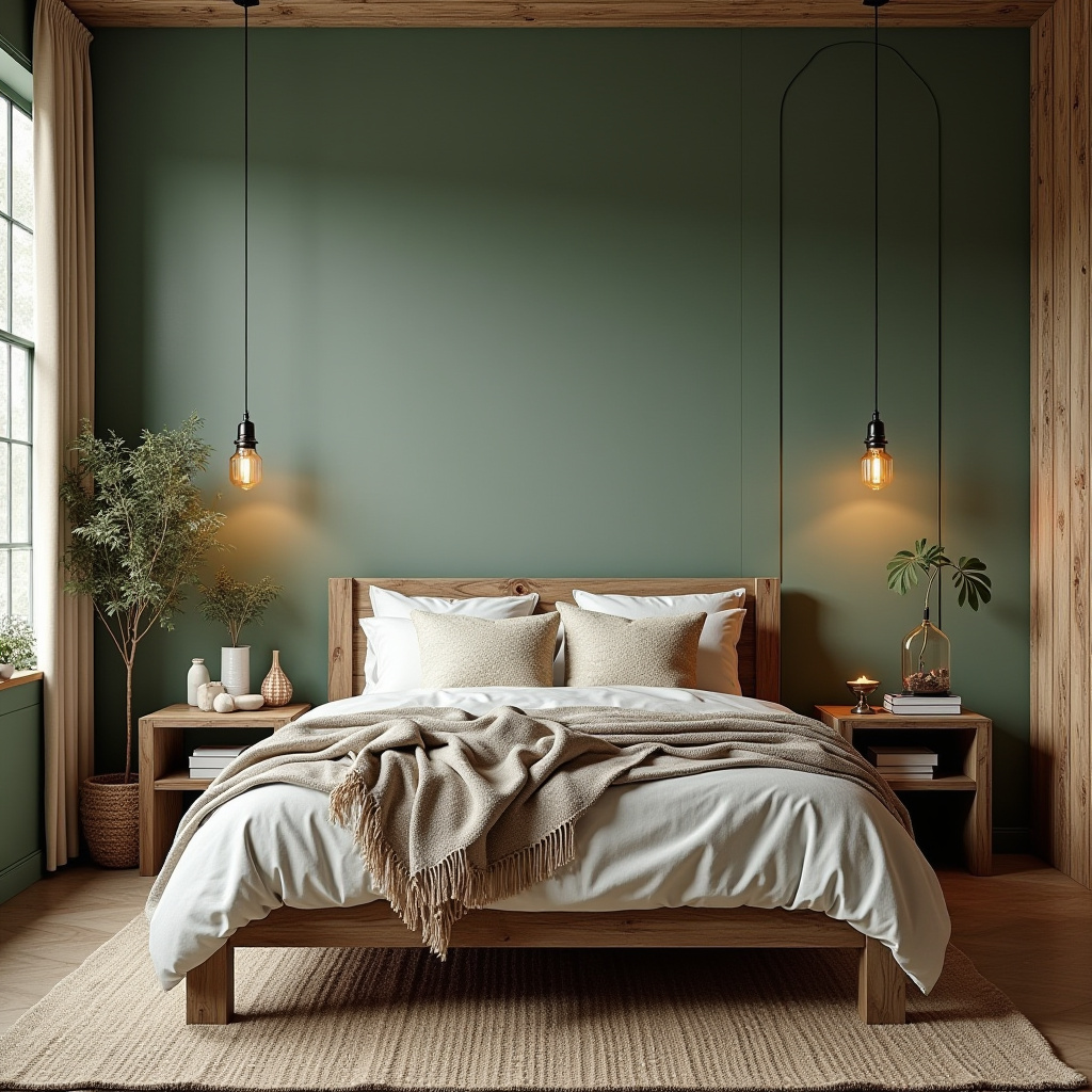 sage green bedroom accent wall 40
