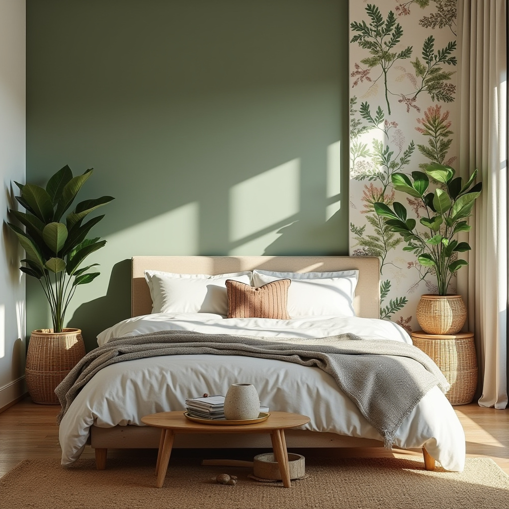 sage green bedroom accent wall 5