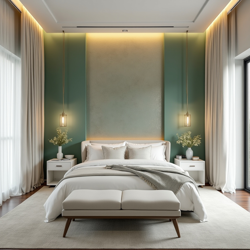 sage green bedroom accent wall 7