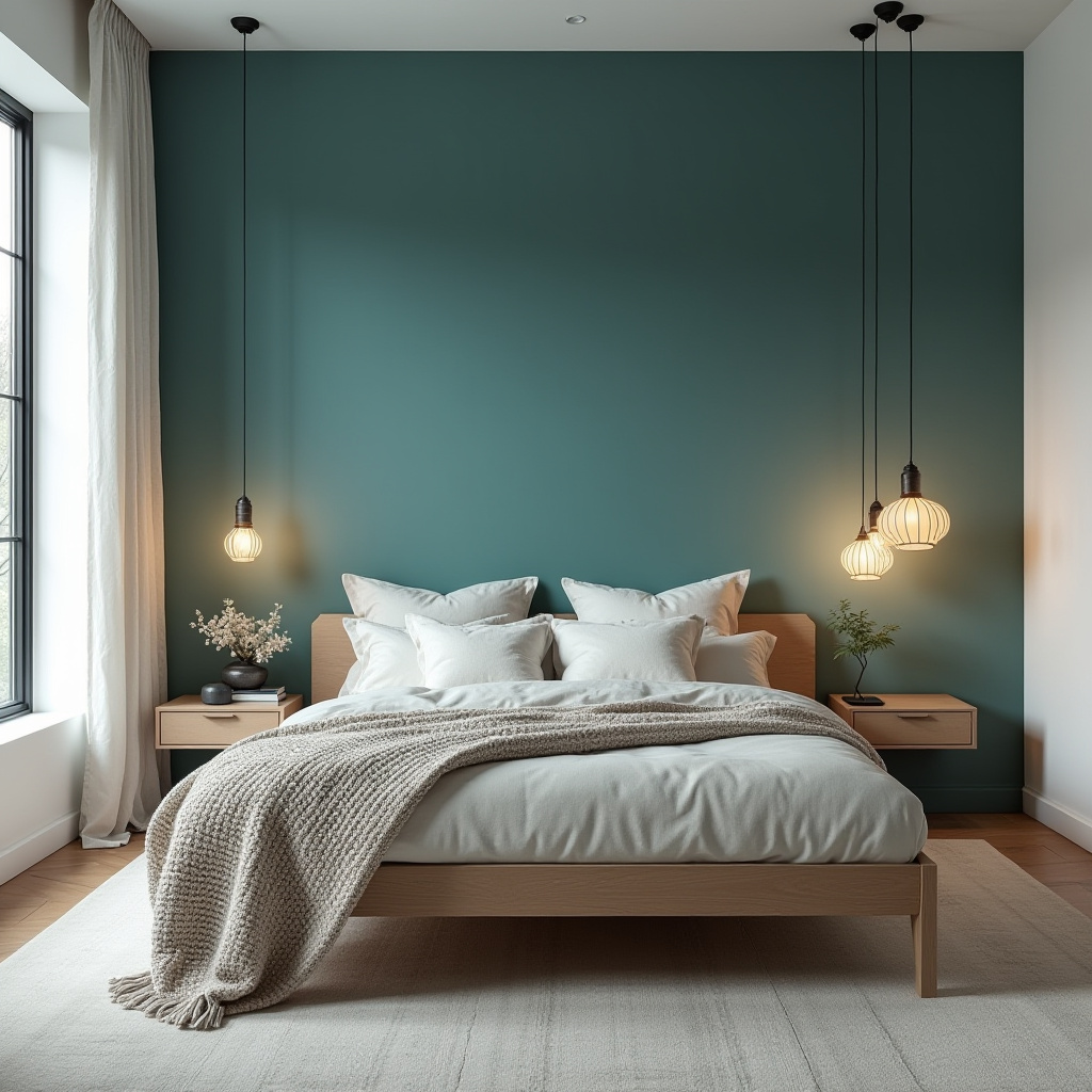 teal bedroom accent wall 10