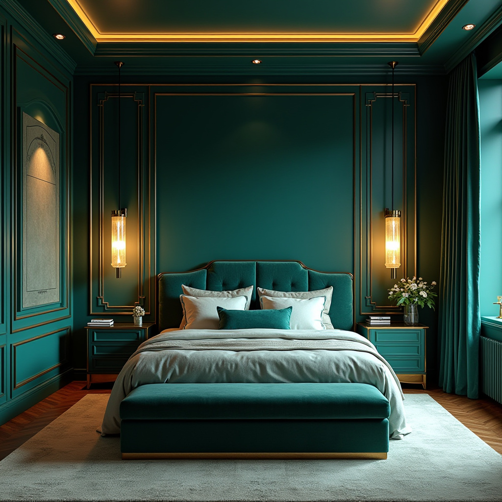 teal bedroom accent wall 11