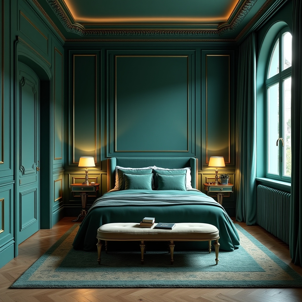 teal bedroom accent wall 12
