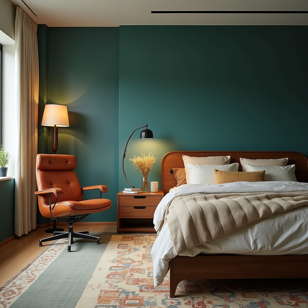 teal bedroom accent wall 14