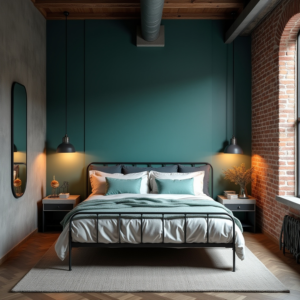 teal bedroom accent wall 15