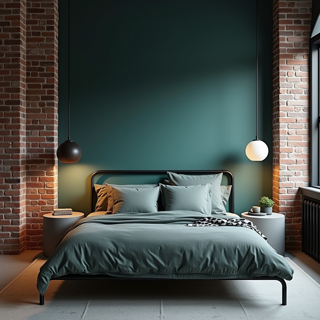 teal bedroom accent wall 16
