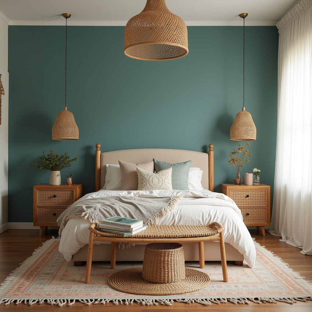 teal bedroom accent wall 17