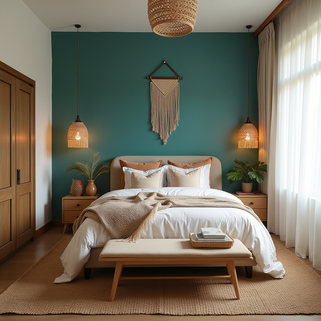 teal bedroom accent wall 18